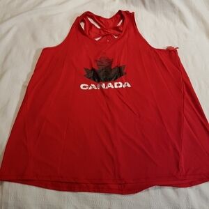 Canada women's size L, 1X or 3X designed racer back red tank top, New